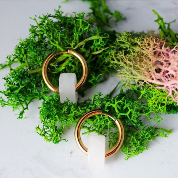 Handmade hoops stainless steel with semiprecious stones - Picture 4 of 7